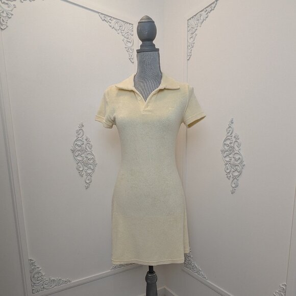 Aritzia TNA Pastel Yellow Terry Towel Dress - Picture 1 of 8